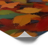 紅葉の森の道の絵画的な風景アート ポスター (角)