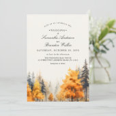 紅葉の森、松の木の写真　結婚式招待状 セーブザデート (スタンド正面)