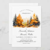 紅葉の森、松の木の結婚式招待状 セーブザデート (正面/裏面)