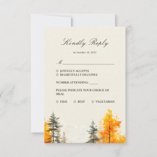 紅葉の森 秋の森 松の木 RSVP カード (正面)