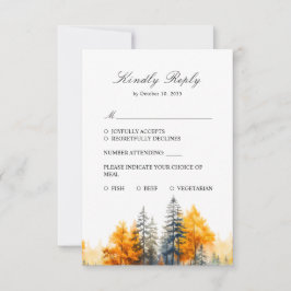 紅葉の森 秋の森 松の木 RSVP カード