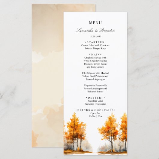 紅葉の森 秋の結婚式 メニュー (正面/裏面)