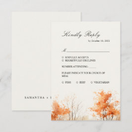 紅葉の森 秋の結婚式 出席確認カード 出欠カード