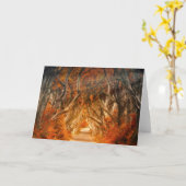 紅葉の森 落ち葉の林 カード (黄色い花)