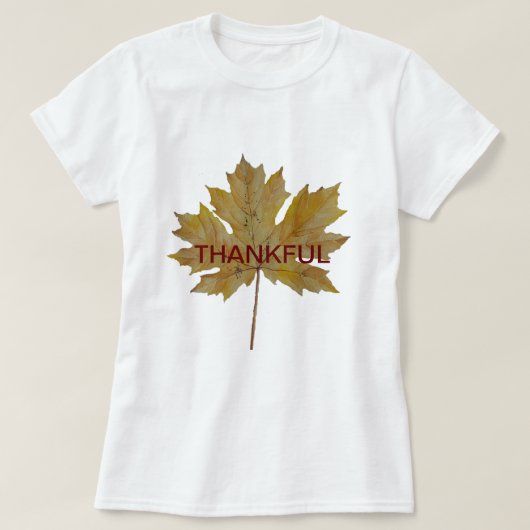 紅葉の水彩文字「THANKFUL」 Tシャツ (デザイン正面)
