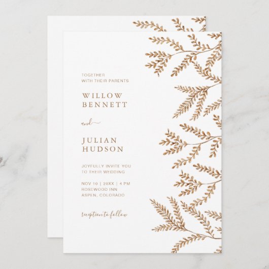 紅葉の水結婚色が1つになる 招待状 (正面/裏面)