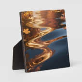 紅葉の水面に映る水彩画 フォトプラーク (正面)