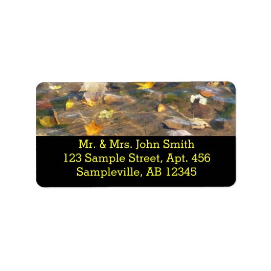 紅葉の池の水の自然写真 ラベル (正面)