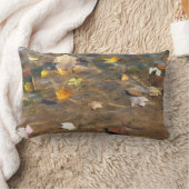 紅葉の池の水の自然写真 ランバークッション (ブランケット)