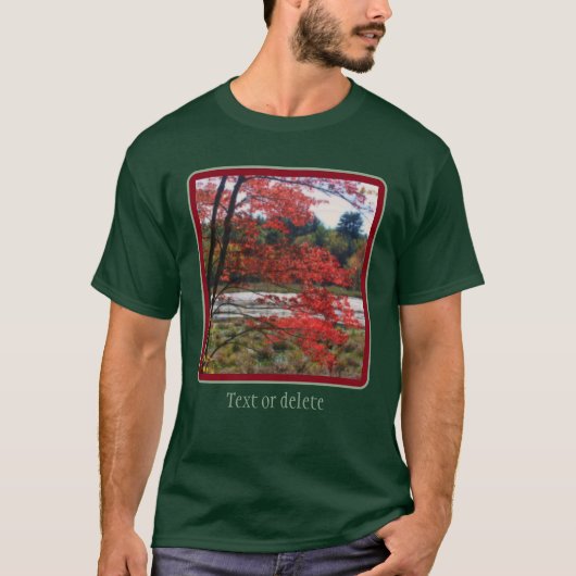 紅葉の沼の風景 Tシャツ (正面)