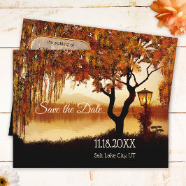 紅葉の湖畔 Save the Date ポストカード