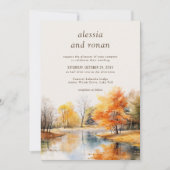 紅葉の湖 水彩 デスティネーション ウェディング 招待状 (正面)