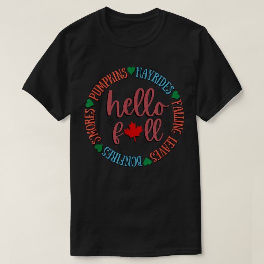 紅葉の焚き火ハイライドスモアパンプキンハップ Tシャツ (デザイン正面)