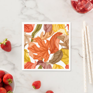 紅葉の秋のカラフルな季節の植物画 スタンダードカクテルナプキン