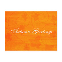 紅葉の秋の挨拶 オレンジの葉のポストカード