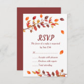 紅葉の秋の結婚式の出欠確認カード 出欠カード (正面/裏面)