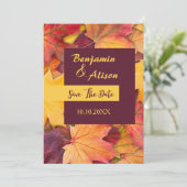 紅葉の秋の結婚式　保存日付のお知らせ 招待状 (スタンド正面)