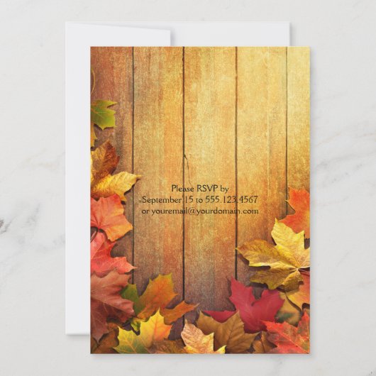 紅葉の秋の結婚式 受付のみのお祝い 招待状 (裏面)