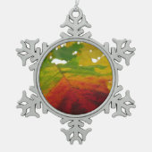 紅葉の秋の自然撮影 スノーフレークピューターオーナメント (正面)