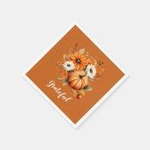 紅葉の秋の花とカボチャの赤いスクエア スタンダードカクテルナプキン (角)