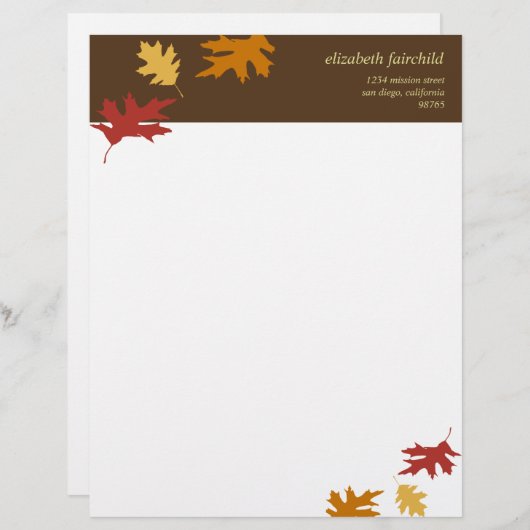 紅葉の秋の茶色の感謝祭の単にテーマ レターヘッド (正面/裏面)