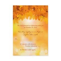 紅葉の秋の輝き　結婚式　出欠確認カード