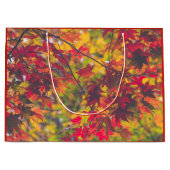 紅葉の秋色の赤の自然 ラージペーパーバッグ (正面)