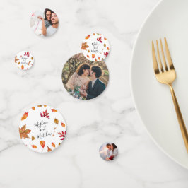 紅葉の結婚テーブルデコ写真紙吹雪 コンフェッティ