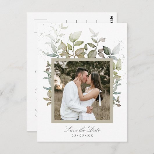 紅葉の結婚写真は日付を保存 ポストカード (正面/裏面)