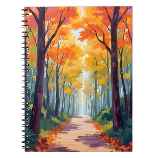 紅葉の絵画 秋の道 ノートブック (正面)