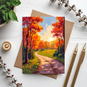 紅葉の自然風景カード | 秋の道