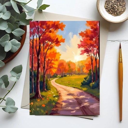 紅葉の自然風景 | 秋の道 ポストカード