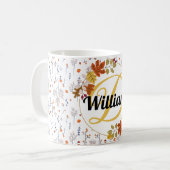 紅葉の色の名前とモノグラムイニシャル ユニーク コーヒーマグカップ (正面左)
