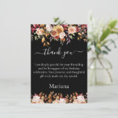 紅葉の花の黒い感謝カード 招待状 (スタンド正面)