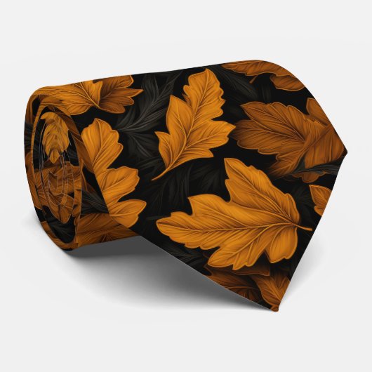 紅葉の茶色とオレンジ色の葉 ネクタイ (ロール)