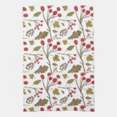 紅葉の葉の秋色パターン キッチンタオル (縦)