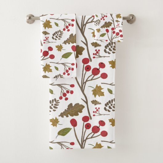 紅葉の葉の秋色パターン バスタオルセット (インサイチュ)