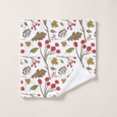 紅葉の葉の秋色パターン バスタオルセット (ウォッシュタオル)