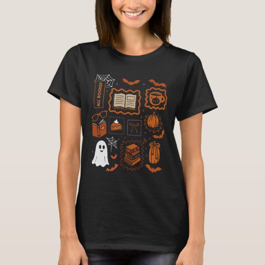 紅葉の読書シーズン到来コラージュ Tシャツ (正面)