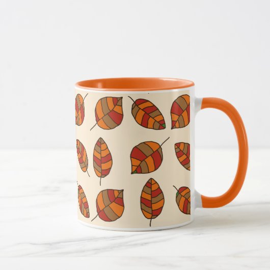 紅葉の赤い葉のパターン(任意の色) マグカップ (右)