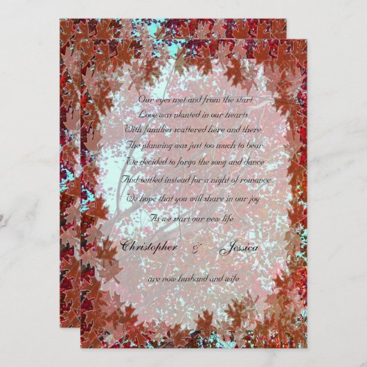 紅葉の駆け落ちの発表 案内状 (正面/裏面)