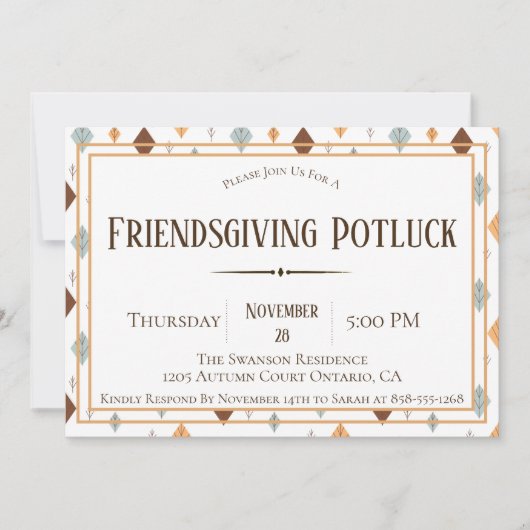 紅葉のFriendsgiving民俗Potluckの招待状 招待状 (正面)