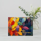 紅葉はっきりした感謝祭 箔シーズンポストカード (立ち正面)