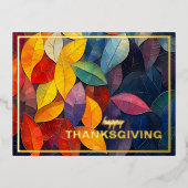紅葉はっきりした感謝祭 箔シーズンポストカード (正面)