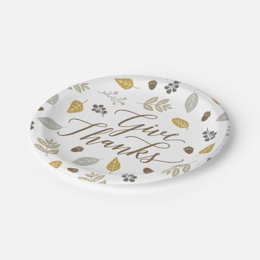 紅葉は感謝の感謝祭のプレートを与えます ペーパープレート (アングル)