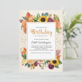 紅葉ひまわり秋誕生日招待状 招待状 (スタンド正面)