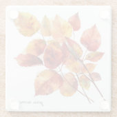 紅葉も水色、カスタマイズ可能 ガラスコースター (裏面)