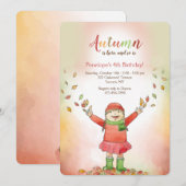 紅葉を持つ女の子 招待状 (正面/裏面)