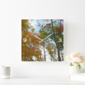 紅葉を見上げるカラフル秋の葉 スクエア壁時計 (ホーム)