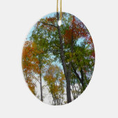 紅葉を見上げるカラフル秋の葉 セラミックオーナメント (右)